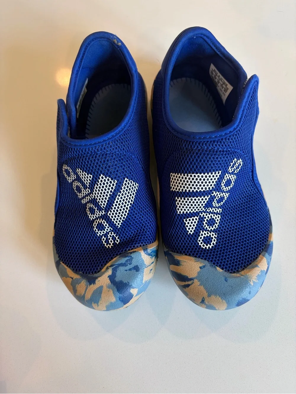 adidas Kids Royal Blue Slip-On Water Shoes with Camo Toe